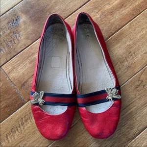 Gucci Bayadere Bee Leather Ballet Flats